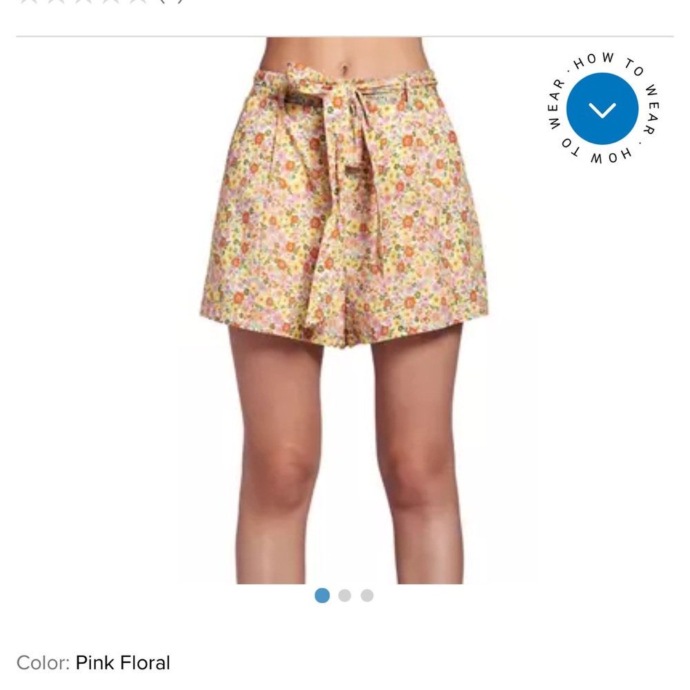 Lost + Wander High Waist Floral Belted Shorts - Pink and Yellow